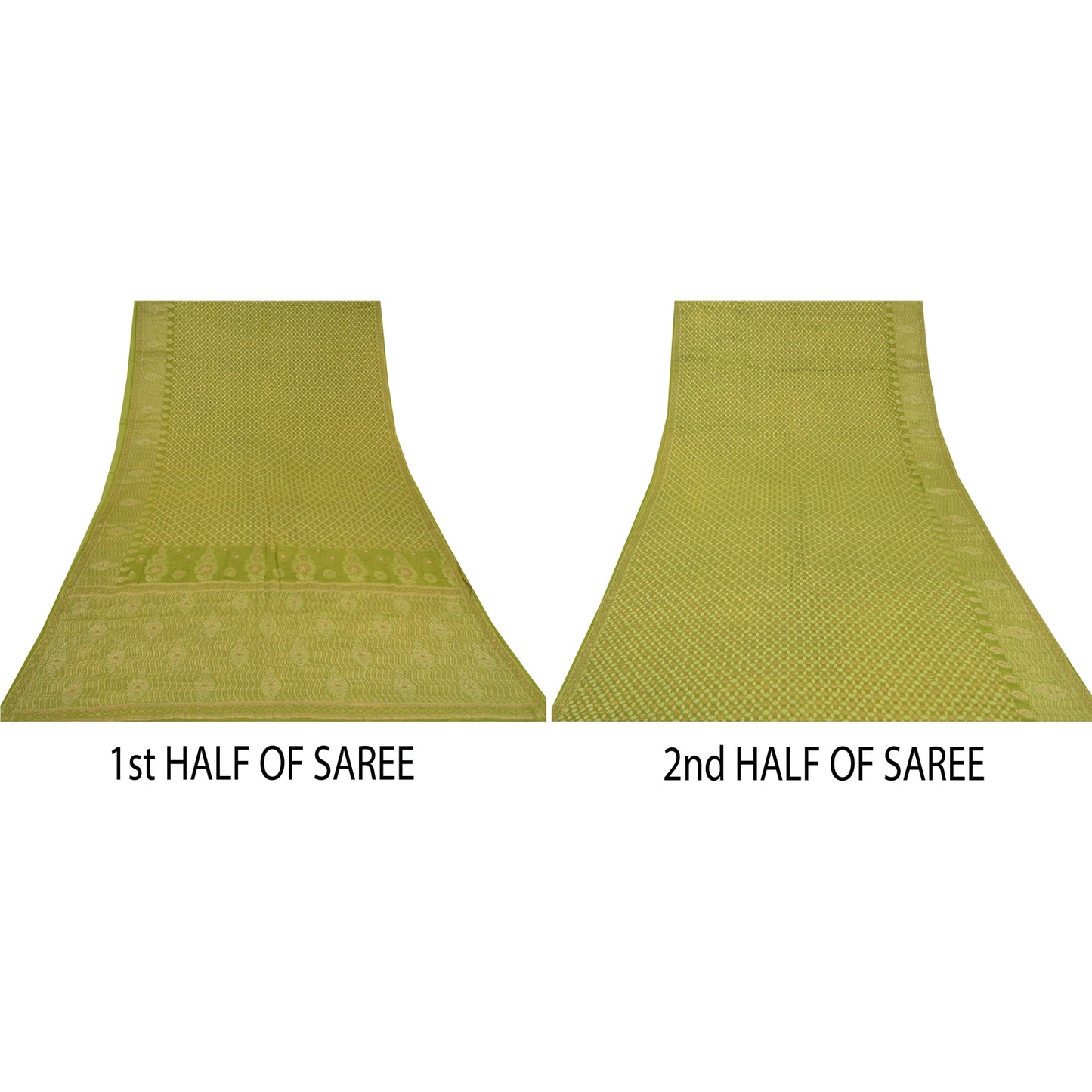 Sanskriti Vintage Green Indian Sarees Pure Silk Woven Premium Sari 5YD Fabric