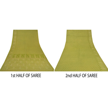 Sanskriti Vintage Green Indian Sarees Pure Silk Woven Premium Sari 5YD Fabric