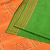 Sanskriti Vintage Green/Saffron Sarees Pure Silk Woven Premium Sari Fabric