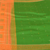 Sanskriti Vintage Green/Saffron Sarees Pure Silk Woven Premium Sari Fabric