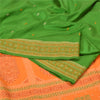 Sanskriti Vintage Green/Saffron Sarees Pure Silk Woven Premium Sari Fabric