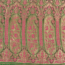 Load image into Gallery viewer, Sanskriti Vintage Green/Pink Sarees Pure Silk Woven Brocade/Banarasi Sari Fabric
