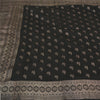 Sanskriti Vintage Black Sarees Pure Silk Woven Brocade/Banarasi Zari Sari Fabric