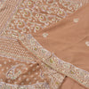 Sanskriti Vintage Brown Sarees Pure Georgette Silk Beaded Chikankari Sari Fabric