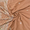 Sanskriti Vintage Brown Sarees Pure Georgette Silk Beaded Chikankari Sari Fabric