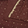 Sanskriti Vintage Burgundy Sarees Pure Crepe Silk Hand Beaded Ethnic Sari Sustainable Fabric