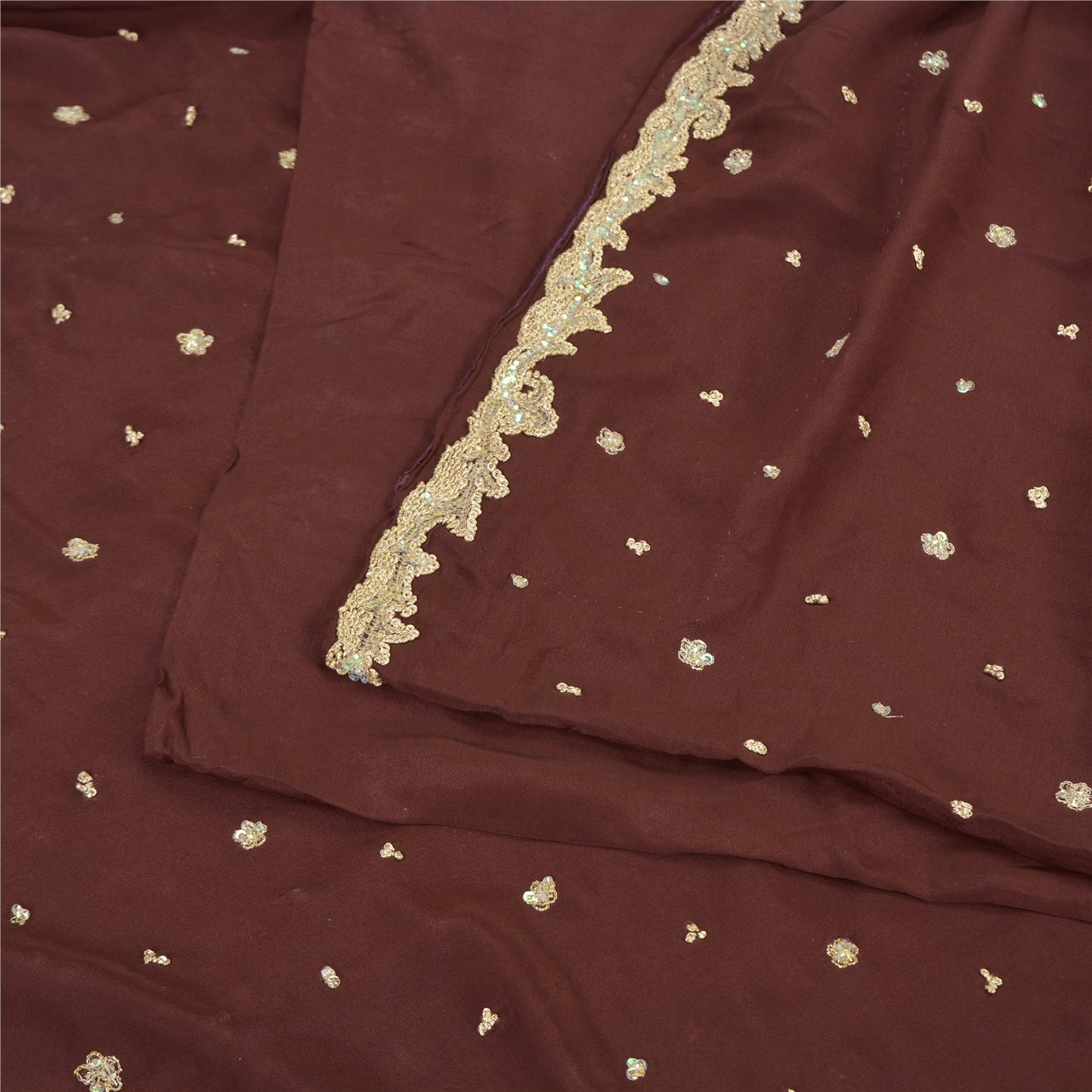Sanskriti Vintage Burgundy Sarees Pure Crepe Silk Hand Beaded Ethnic Sari Sustainable Fabric