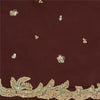 Sanskriti Vintage Burgundy Sarees Pure Crepe Silk Hand Beaded Ethnic Sari Sustainable Fabric