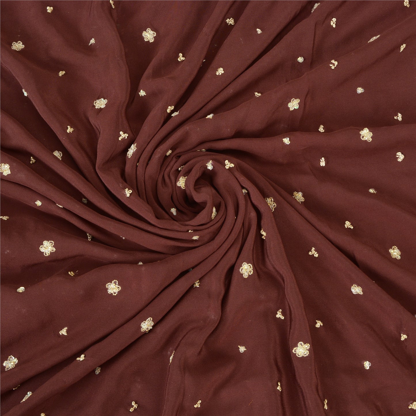 Sanskriti Vintage Burgundy Sarees Pure Crepe Silk Hand Beaded Ethnic Sari Sustainable Fabric