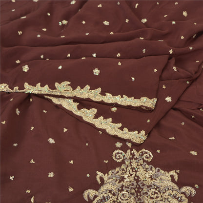 Sanskriti Vintage Burgundy Sarees Pure Crepe Silk Hand Beaded Ethnic Sari Sustainable Fabric
