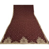 Sanskriti Vintage Burgundy Sarees Pure Crepe Silk Hand Beaded Ethnic Sari Sustainable Fabric