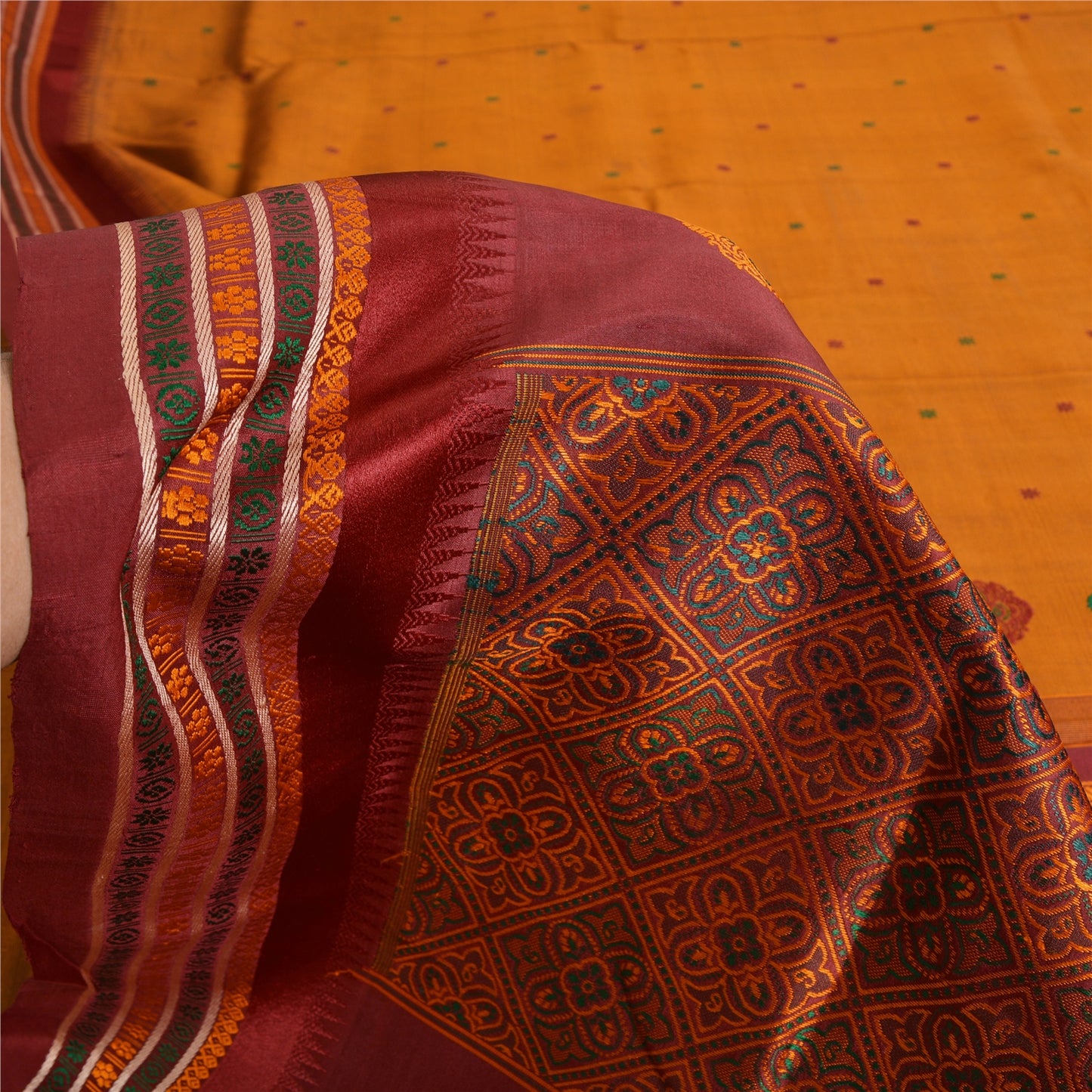 Sanskriti Vintage Copper Sarees Pure Silk Hand Woven Sari 5yard Craft Sustainable Fabric