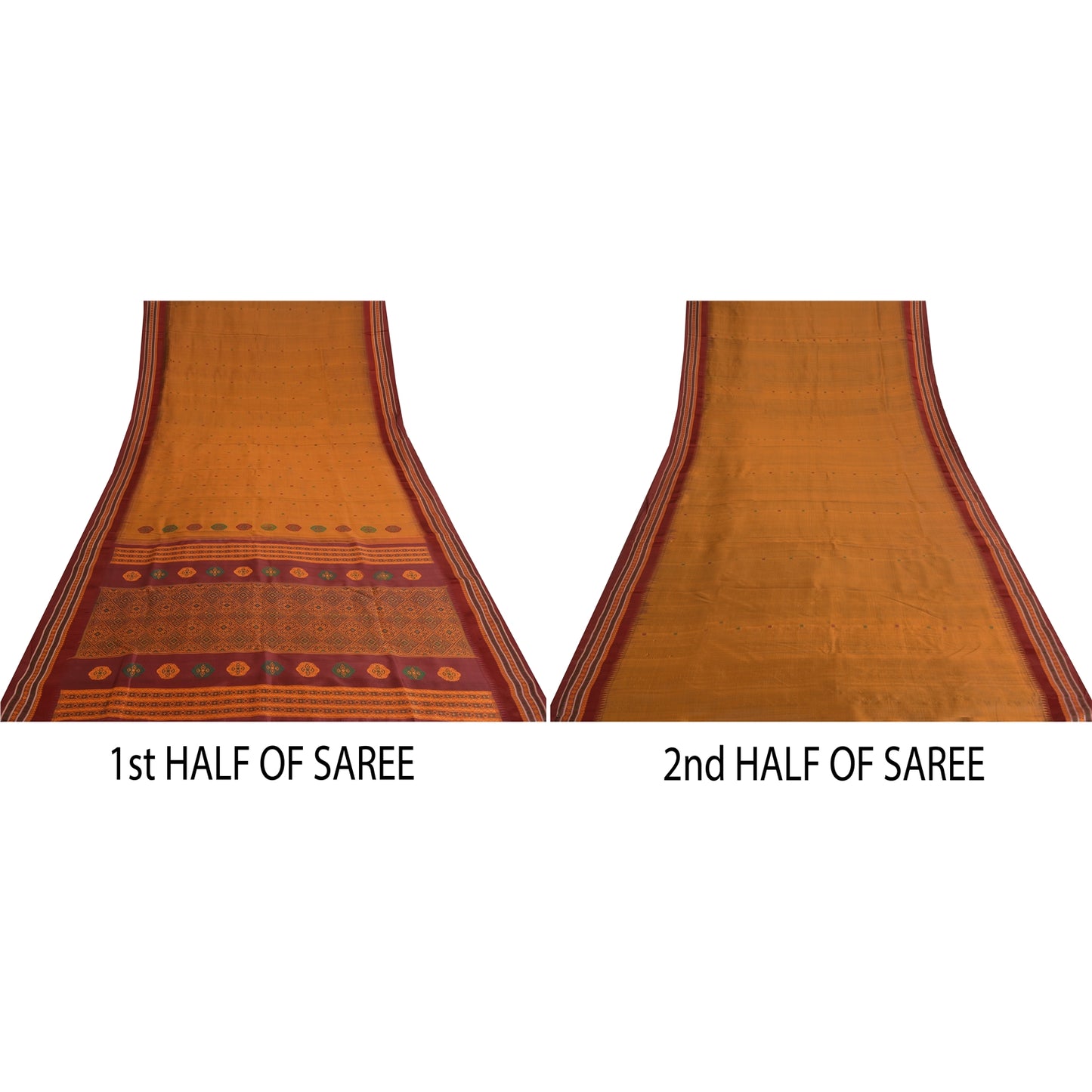 Sanskriti Vintage Copper Sarees Pure Silk Hand Woven Sari 5yard Craft Sustainable Fabric