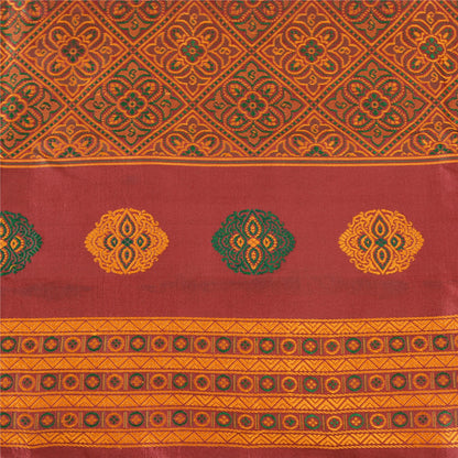 Sanskriti Vintage Copper Sarees Pure Silk Hand Woven Sari 5yard Craft Sustainable Fabric