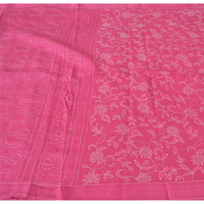 Sanskriti Vintage Pink Sarees Pure Georgette Silk Hand Embroidered Sari/Fabric