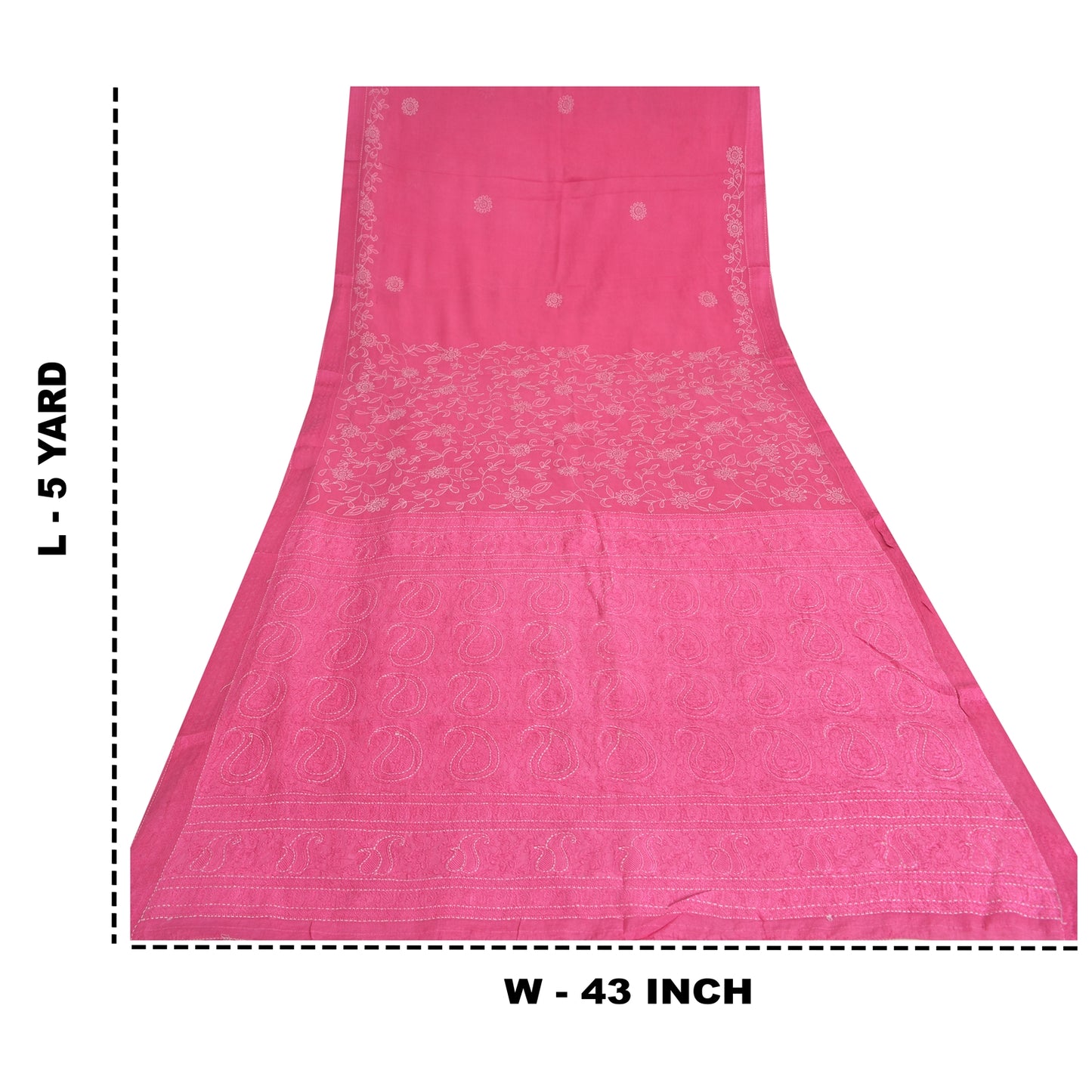 Sanskriti Vintage Pink Sarees Pure Georgette Silk Hand Embroidered Sari/Fabric