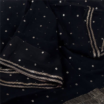 Sanskriti Vintage Sarees Unique Pure Chiffon Silk Mukeish Premium Sustainable Fabric/Sari