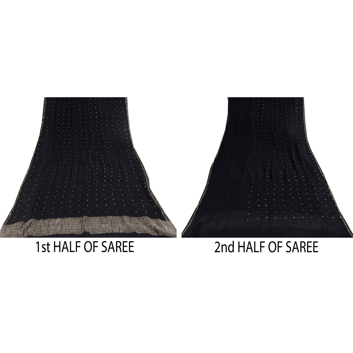 Sanskriti Vintage Sarees Unique Pure Chiffon Silk Mukeish Premium Sustainable Fabric/Sari