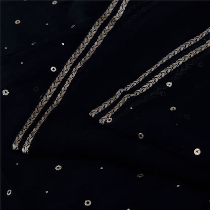 Sanskriti Vintage Sarees Unique Pure Chiffon Silk Mukeish Premium Sustainable Fabric/Sari