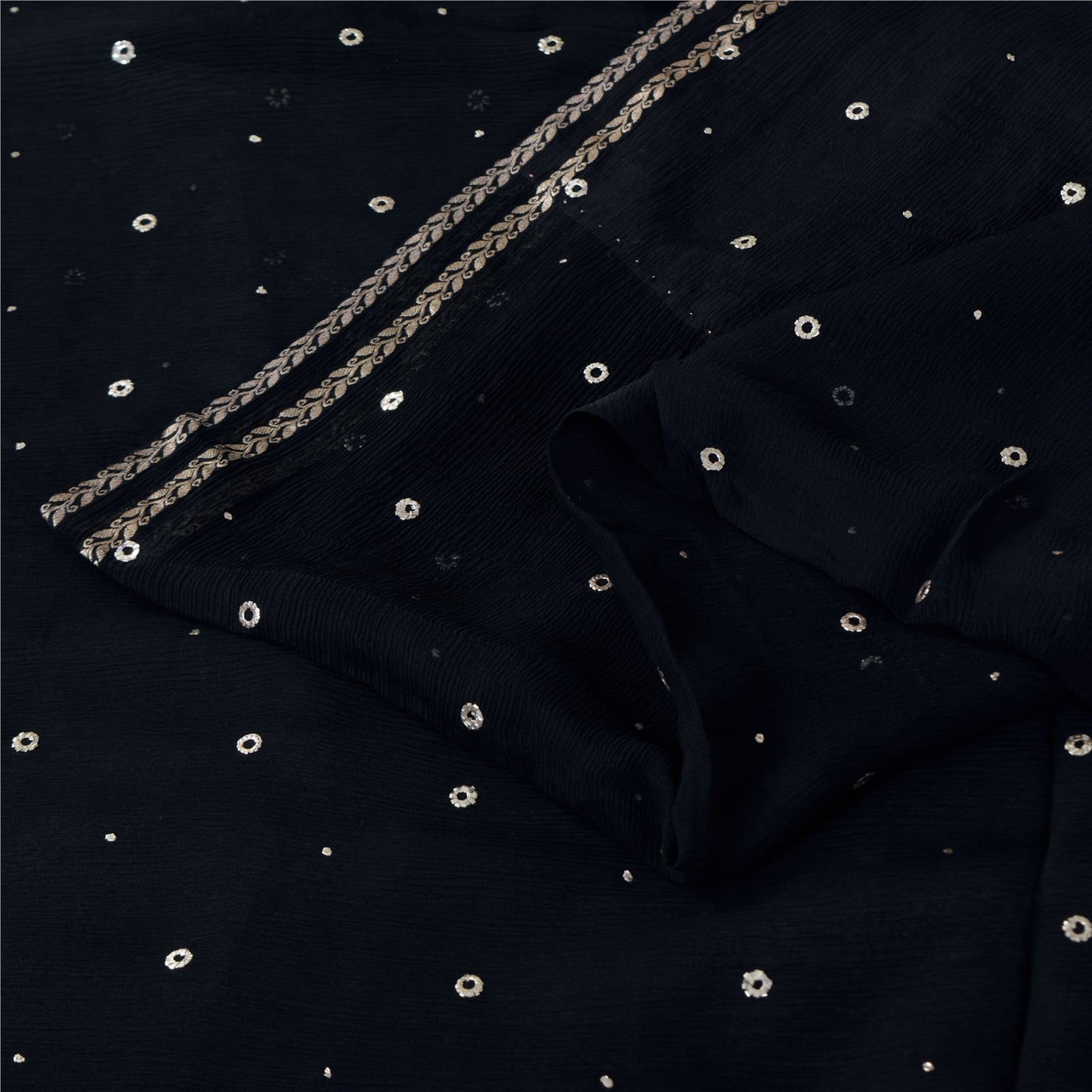 Sanskriti Vintage Sarees Unique Pure Chiffon Silk Mukeish Premium Sustainable Fabric/Sari