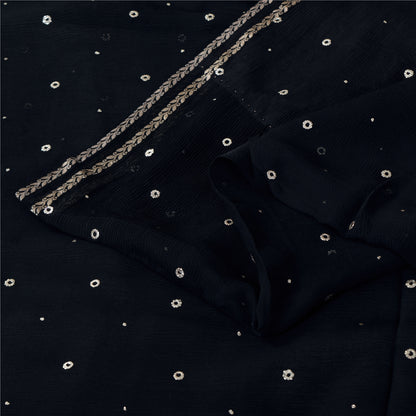 Sanskriti Vintage Sarees Unique Pure Chiffon Silk Mukeish Premium Sustainable Fabric/Sari