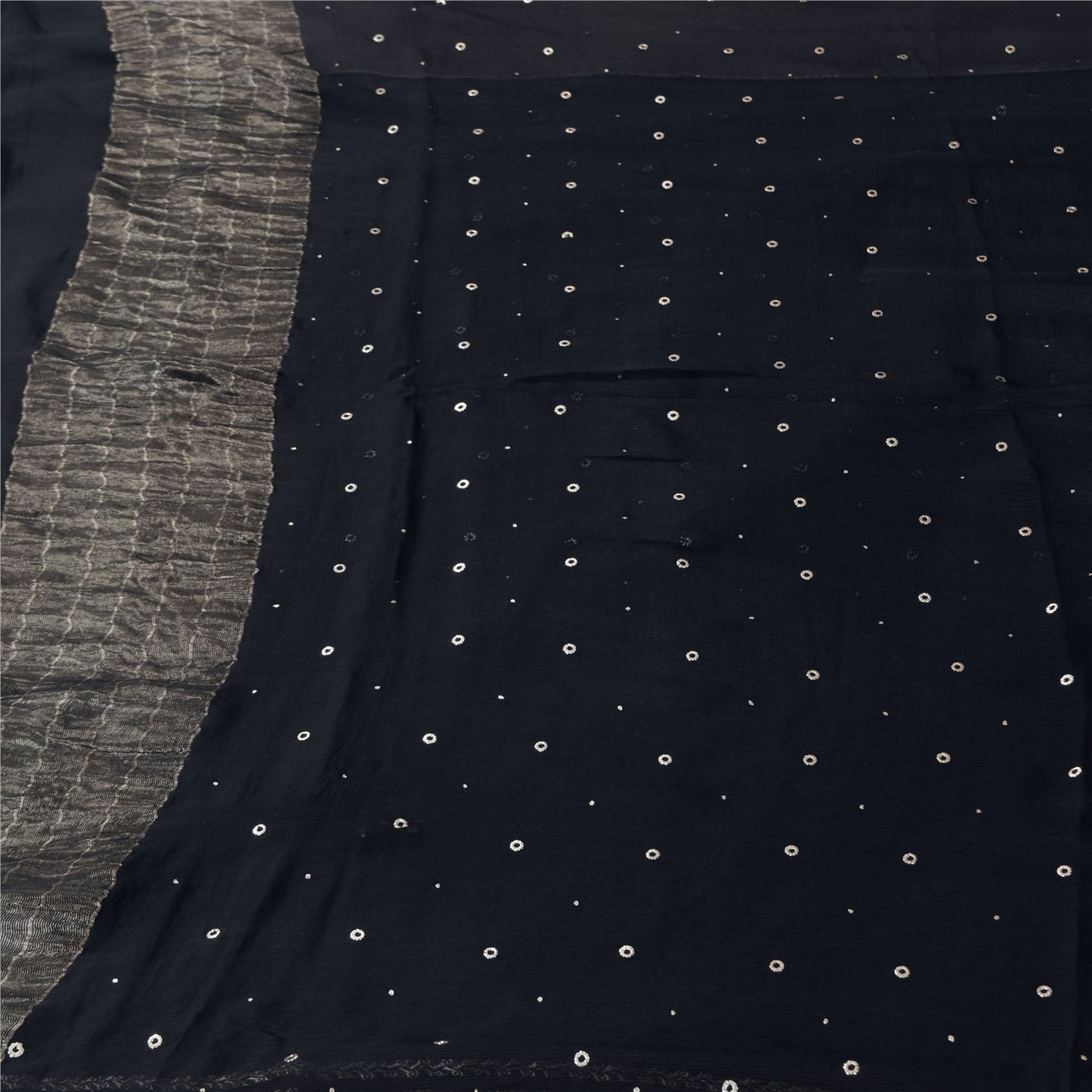 Sanskriti Vintage Sarees Unique Pure Chiffon Silk Mukeish Premium Sustainable Fabric/Sari