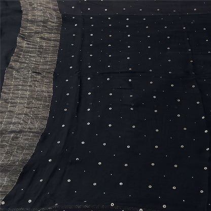 Sanskriti Vintage Sarees Unique Pure Chiffon Silk Mukeish Premium Sustainable Fabric/Sari