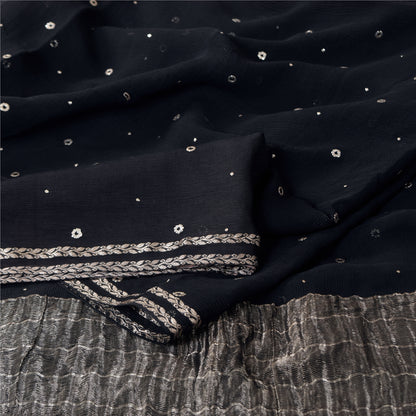 Sanskriti Vintage Sarees Unique Pure Chiffon Silk Mukeish Premium Sustainable Fabric/Sari