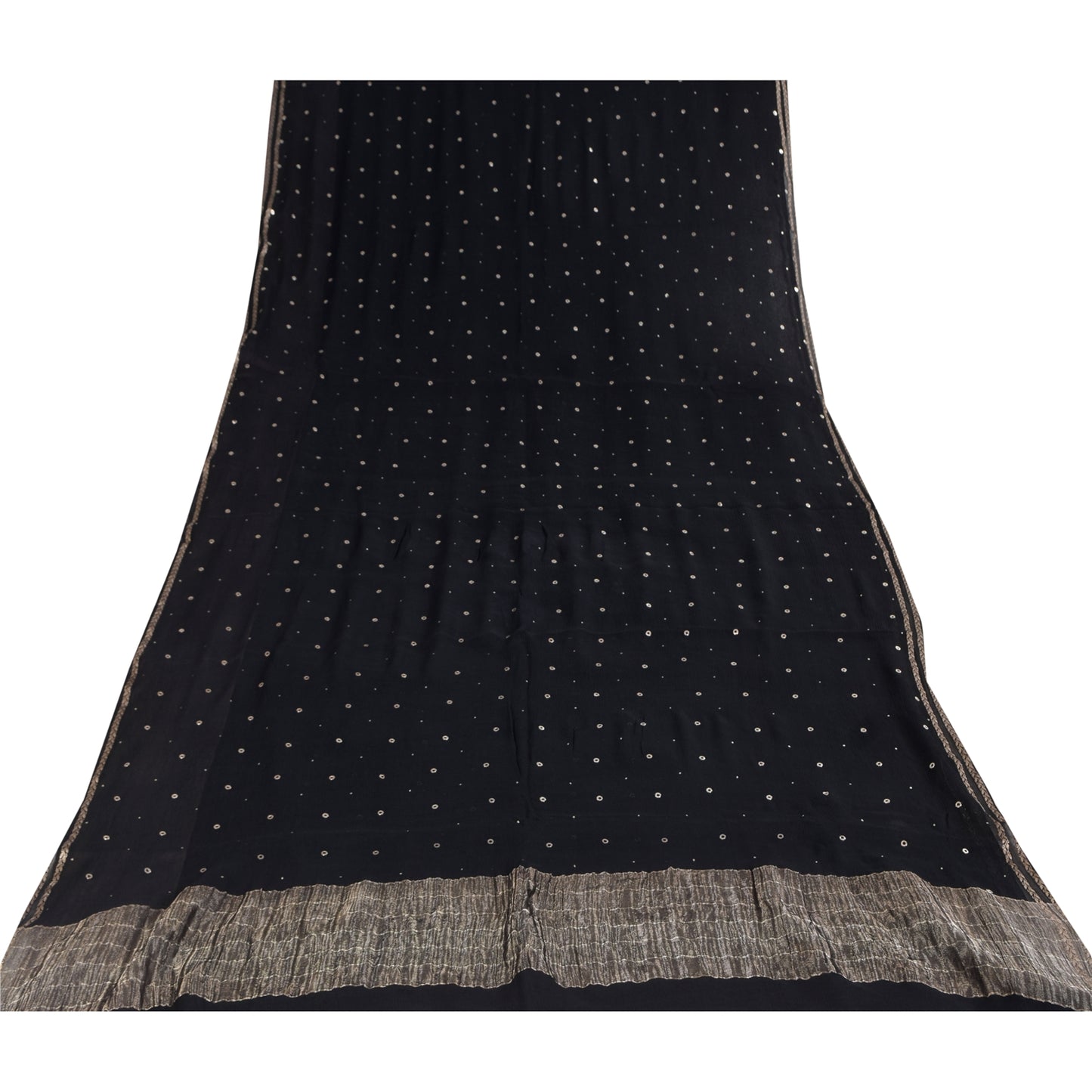 Sanskriti Vintage Sarees Unique Pure Chiffon Silk Mukeish Premium Sustainable Fabric/Sari