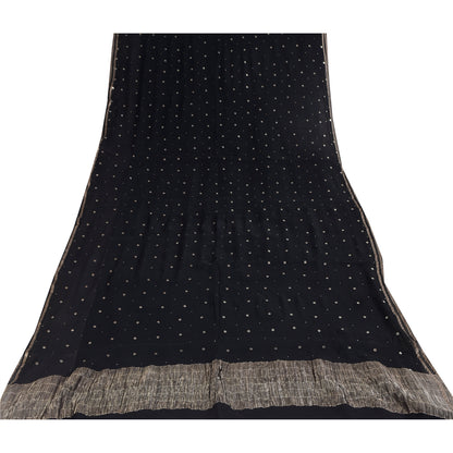 Sanskriti Vintage Sarees Unique Pure Chiffon Silk Mukeish Premium Sustainable Fabric/Sari