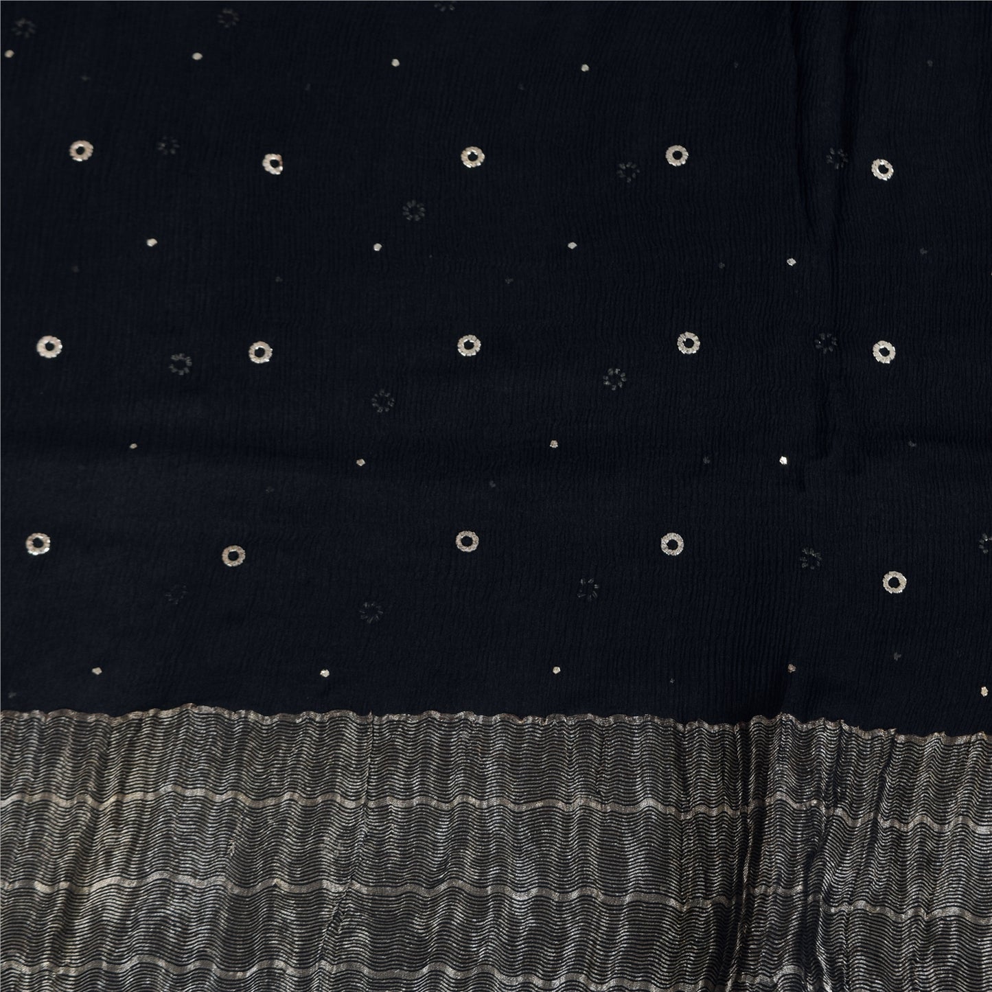 Sanskriti Vintage Sarees Unique Pure Chiffon Silk Mukeish Premium Sustainable Fabric/Sari