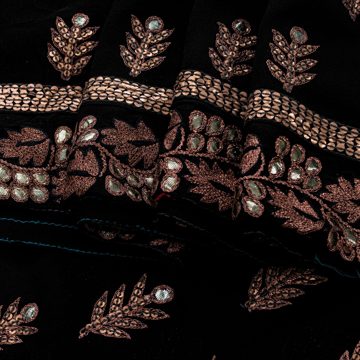 Sanskriti Vintage Black Sarees Pure Georgette Embroidered Sequins Upcycled Sari