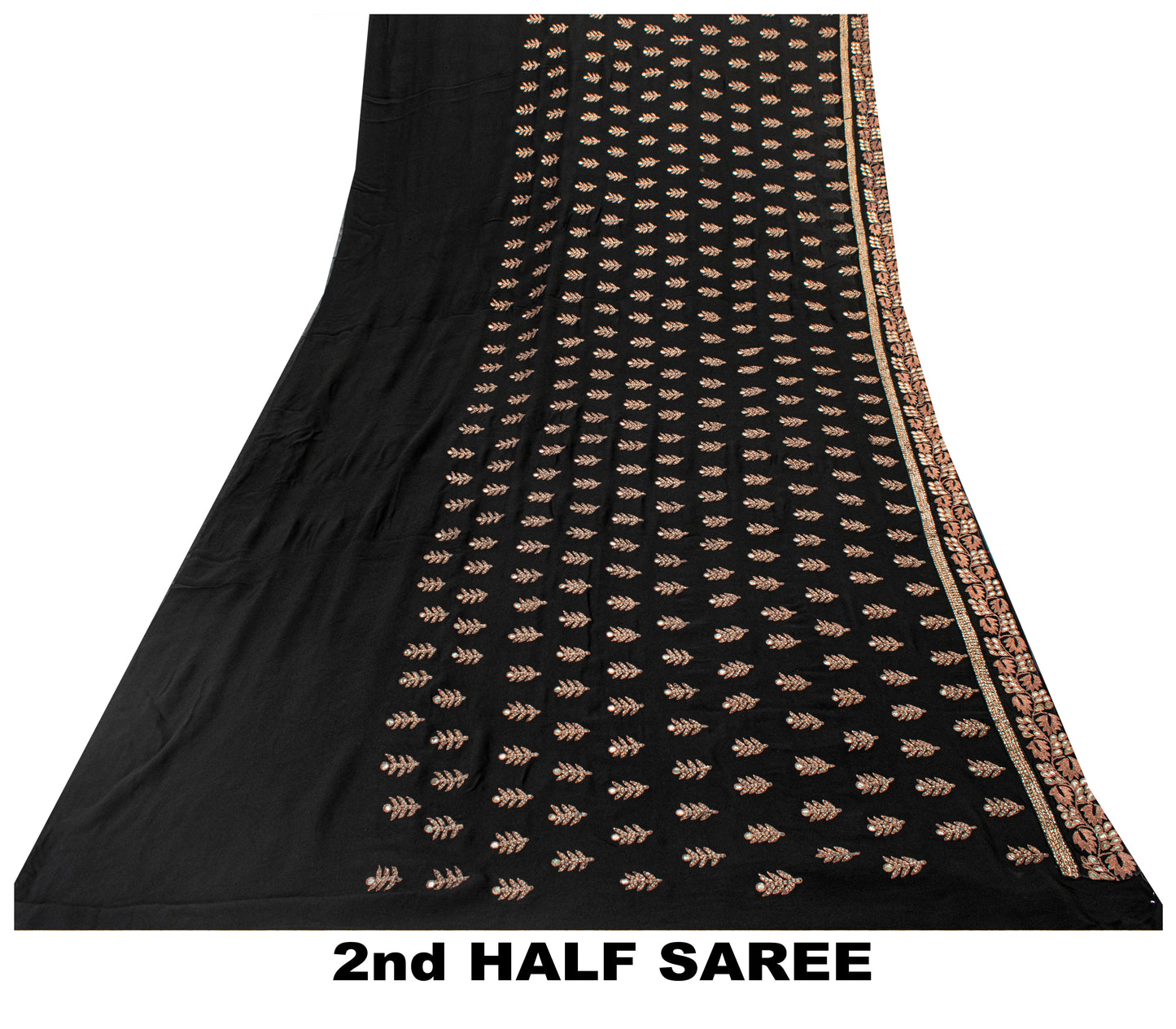 Sanskriti Vintage Black Sarees Pure Georgette Embroidered Sequins Upcycled Sari