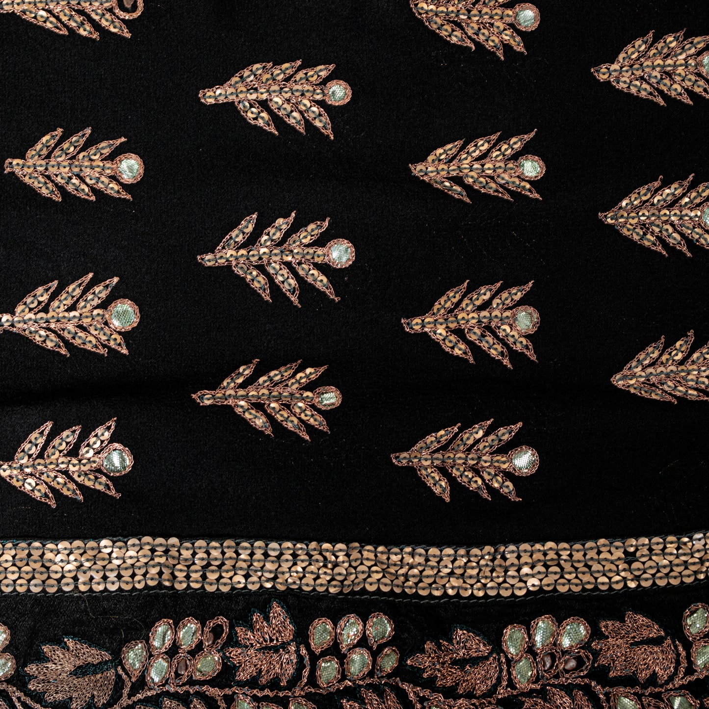 Sanskriti Vintage Black Sarees Pure Georgette Embroidered Sequins Upcycled Sari