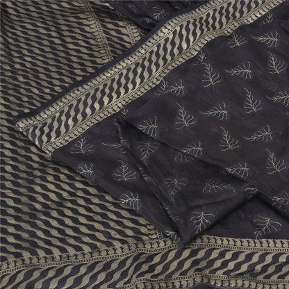 Sanskriti Vintage Black Sarees Pure Silk Hand Woven Premium Sari Craft Sustainable Fabric