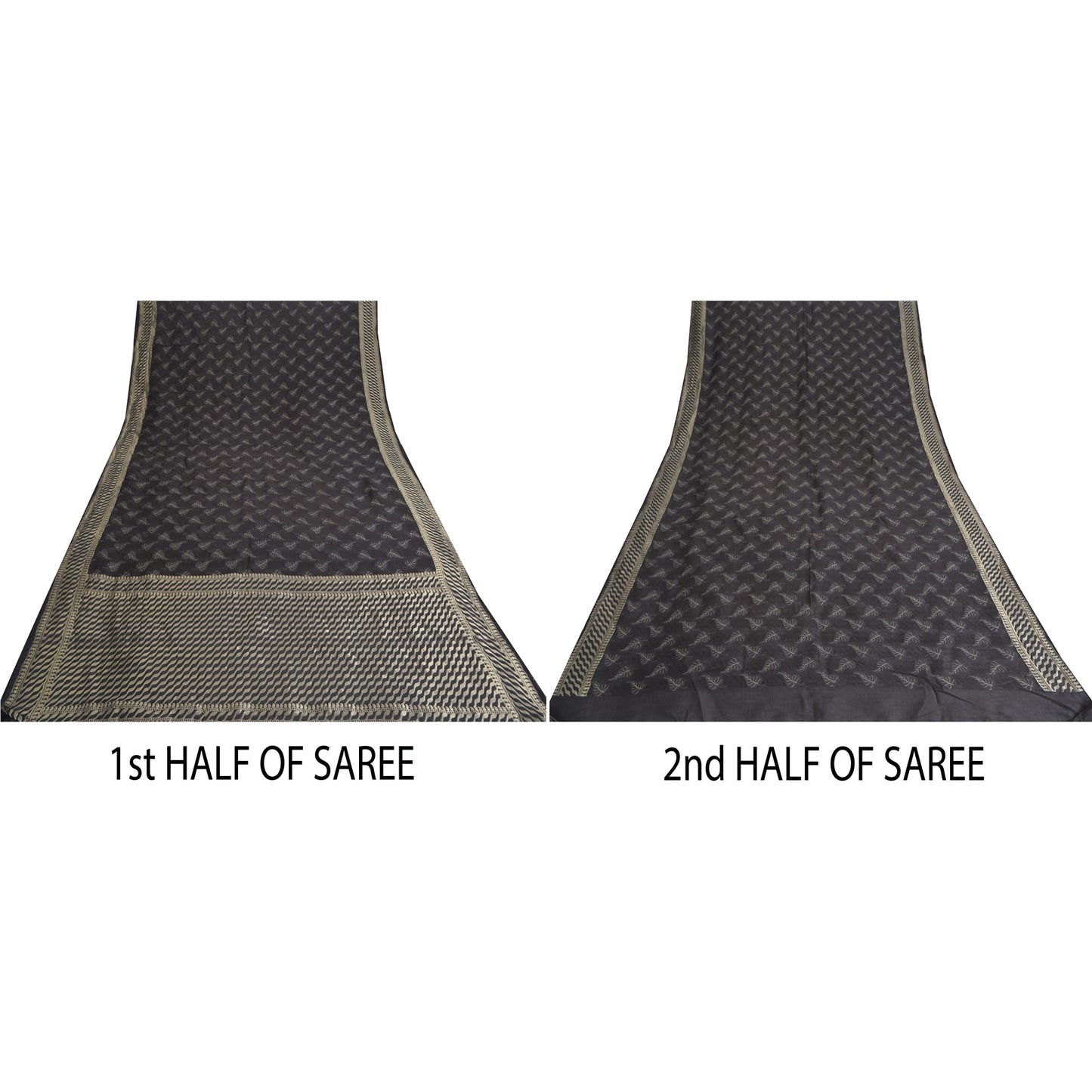 Sanskriti Vintage Black Sarees Pure Silk Hand Woven Premium Sari Craft Sustainable Fabric