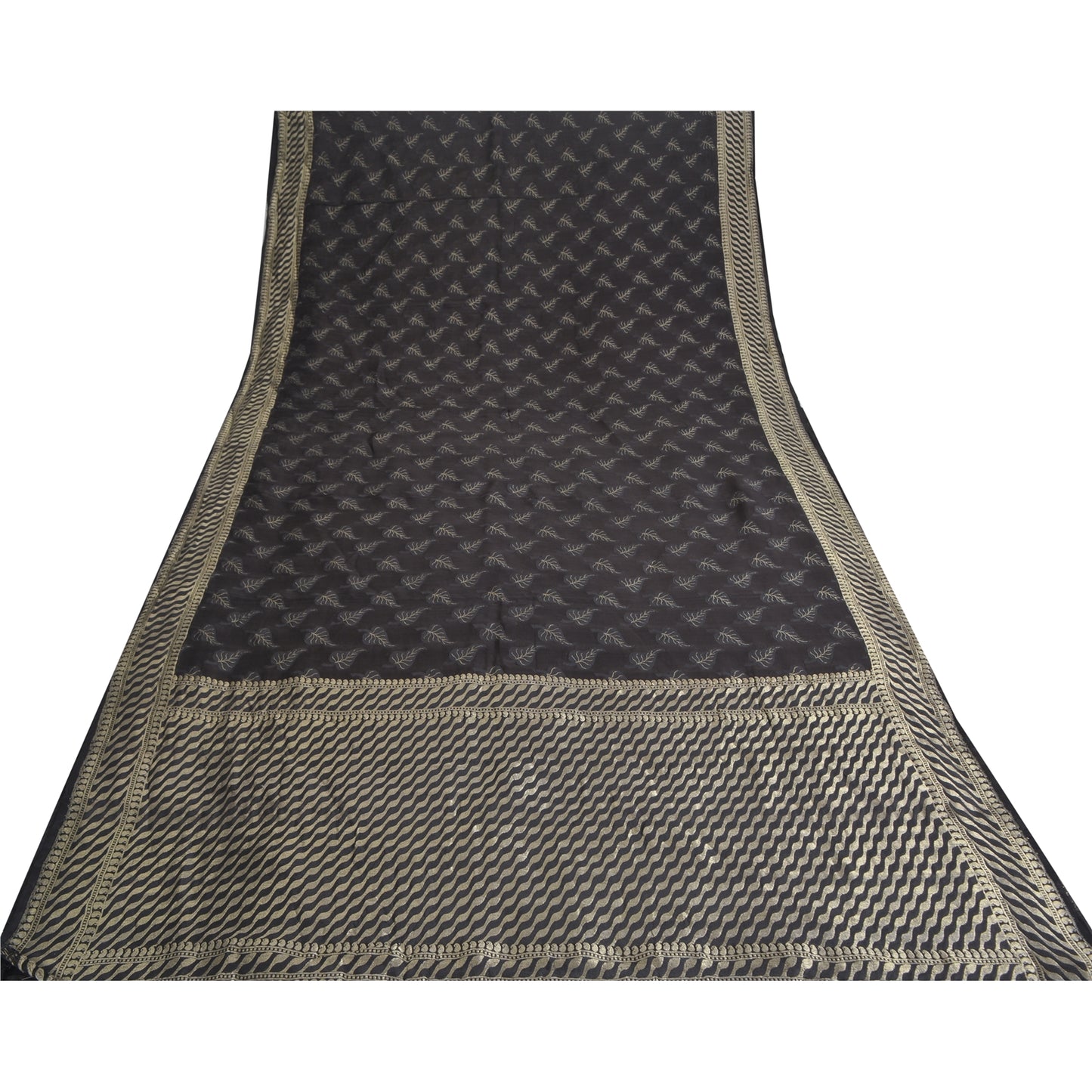 Sanskriti Vintage Black Sarees Pure Silk Hand Woven Premium Sari Craft Sustainable Fabric