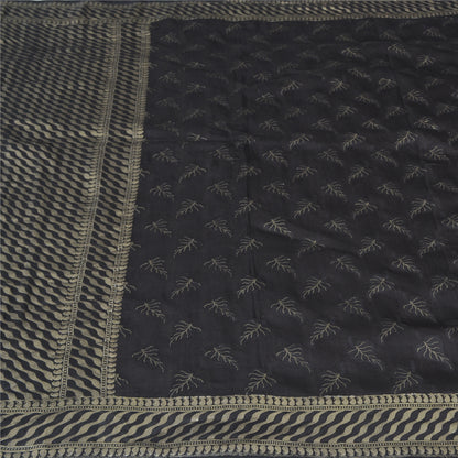 Sanskriti Vintage Black Sarees Pure Silk Hand Woven Premium Sari Craft Sustainable Fabric