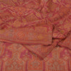 Sanskriti Vintage Pink Sarees Pure Silk Hand Woven Premium Sari 5yd Craft Sustainable Fabric