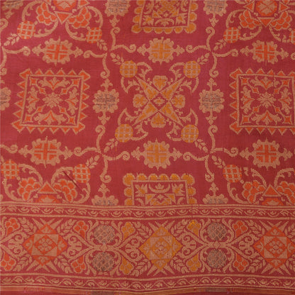 Sanskriti Vintage Pink Sarees Pure Silk Hand Woven Premium Sari 5yd Craft Sustainable Fabric