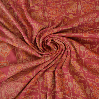 Sanskriti Vintage Pink Sarees Pure Silk Hand Woven Premium Sari 5yd Craft Sustainable Fabric