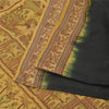 Sanskriti Vintage Black Sarees Pure Silk Baluchari Woven Sari Ethnic 5yrd Sustainable Fabric