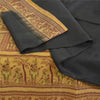 Sanskriti Vintage Black Sarees Pure Silk Baluchari Woven Sari Ethnic 5yrd Sustainable Fabric