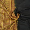 Sanskriti Vintage Black Sarees Pure Silk Baluchari Woven Sari Ethnic 5yrd Sustainable Fabric