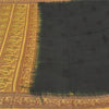 Sanskriti Vintage Black Sarees Pure Silk Baluchari Woven Sari Ethnic 5yrd Sustainable Fabric