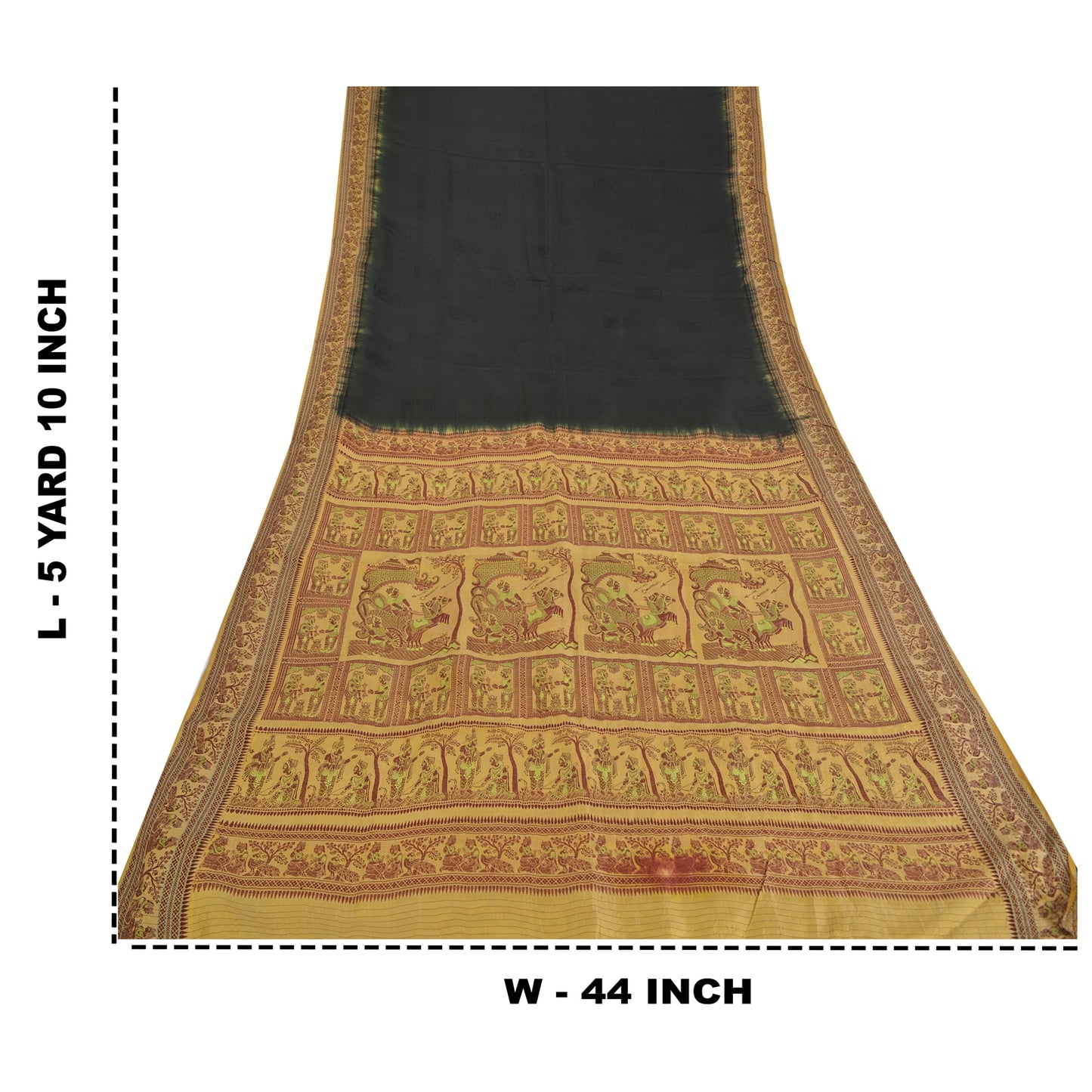 Sanskriti Vintage Black Sarees Pure Silk Baluchari Woven Sari Ethnic 5yrd Sustainable Fabric