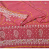 Санскритские винтажные розовые сари из чистого шелка-жоржета с ручной вышивкой из экологически чистой ткани сари