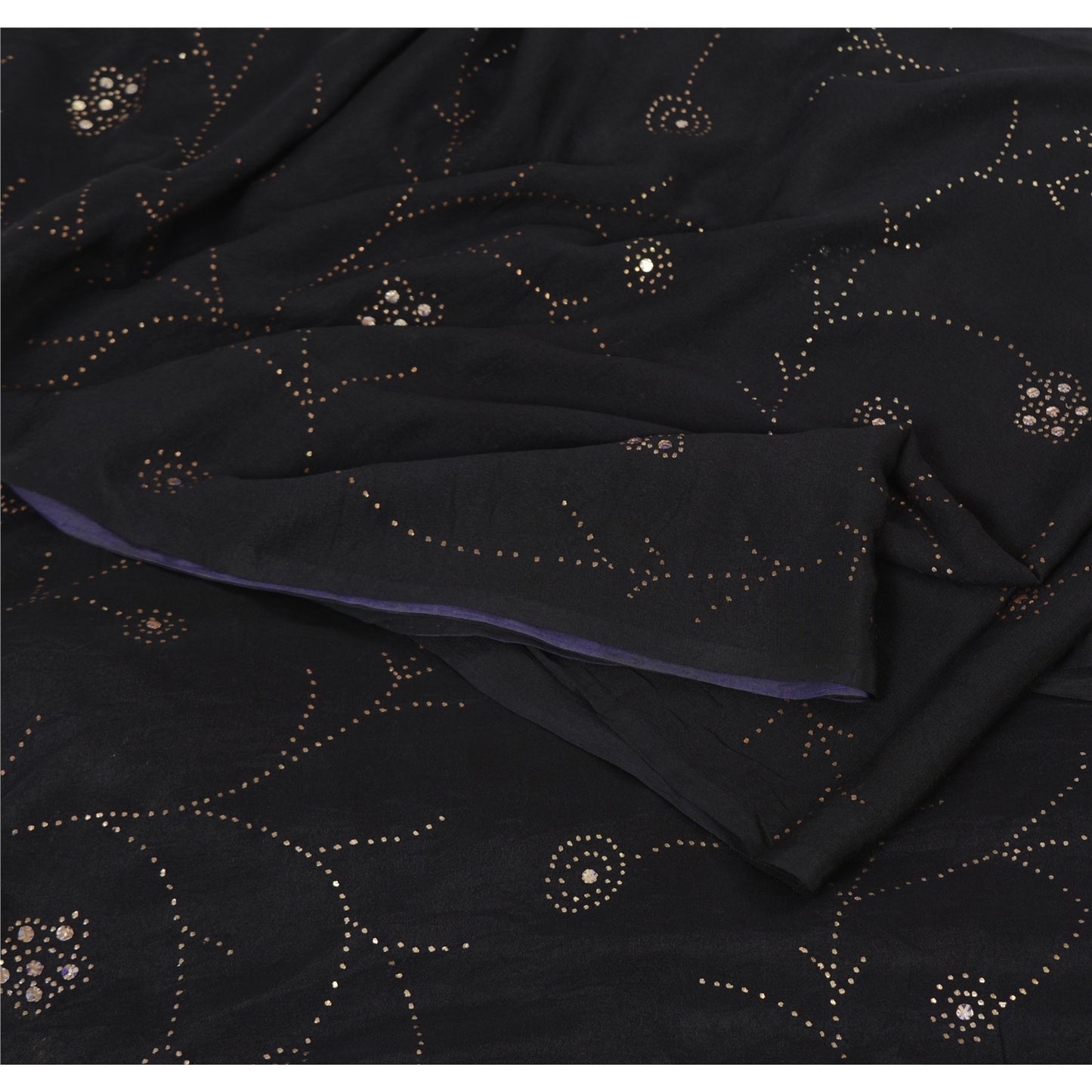 Sanskriti Vintage Black Sarees Pure Crepe Silk Embroidered Sari Premium Fabric