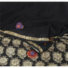 Sanskriti Vintage Indian Black Sarees Pure Silk Hand Beaded Ethnic Sari Sustainable Fabric