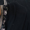 Sanskriti Vintage Black Sarees Pure Silk Hand Beaded Premium Sari Craft Fabric